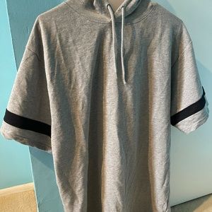 Gray Short Sleeve Oversized Pullover